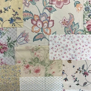 Vintage 18 piece cotton fabric remnant lot for crafts & sewing various sizes - Picture 1 of 7