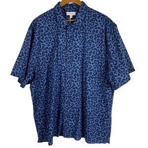 Free Assembly Mens Button Down Shirt Size 2XL Blue Printed Short Sleeve - Picture 1 of 8
