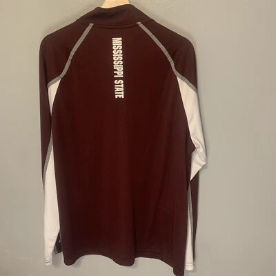 Рубашка мужская Mississippi State Shirt XL бордовая Bulldogs пуловер на молнии 1/4 NCAA Colosseum - Изображение 1 из 4