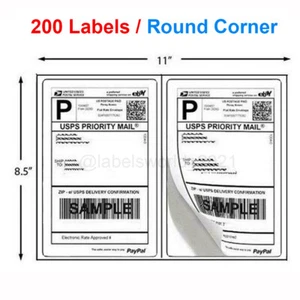 200 Mailing Shipping Labels 8.5"x5.5" Round Corner Half Sheet Self Adhesive US - Picture 1 of 5