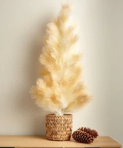 Holiday Time Christmas Pampas Faux Grass Off White Tree in Basket 48" Inches - Picture 1 of 1