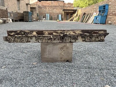 "Panel de pared de puerta antiguo de madera pintado floral tallado a mano años 1700 37 X 5 X 2""" Foto 1 de 4