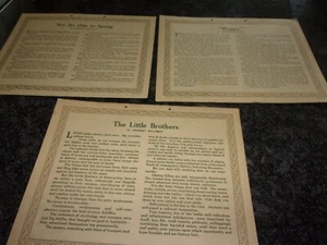 HERBERT KAUFMAN 1915 - SET OF 3 - POEMS /LESSONS - LARGE CARDBOARD - 12.5" x 10" - Picture 1 of 7