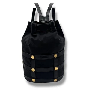 Auténtica Mini Mochila Negra Barata y Elegante MOSCHINO Bolso con Cordón Botón Dorado - Imagen 1 de 8