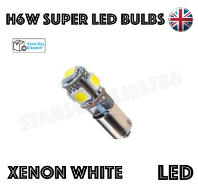1x CANBUS H6W LED Bulbs Xenon White Car Sidelights Reverse Interior Lights BAX9S - Image 1 of 3