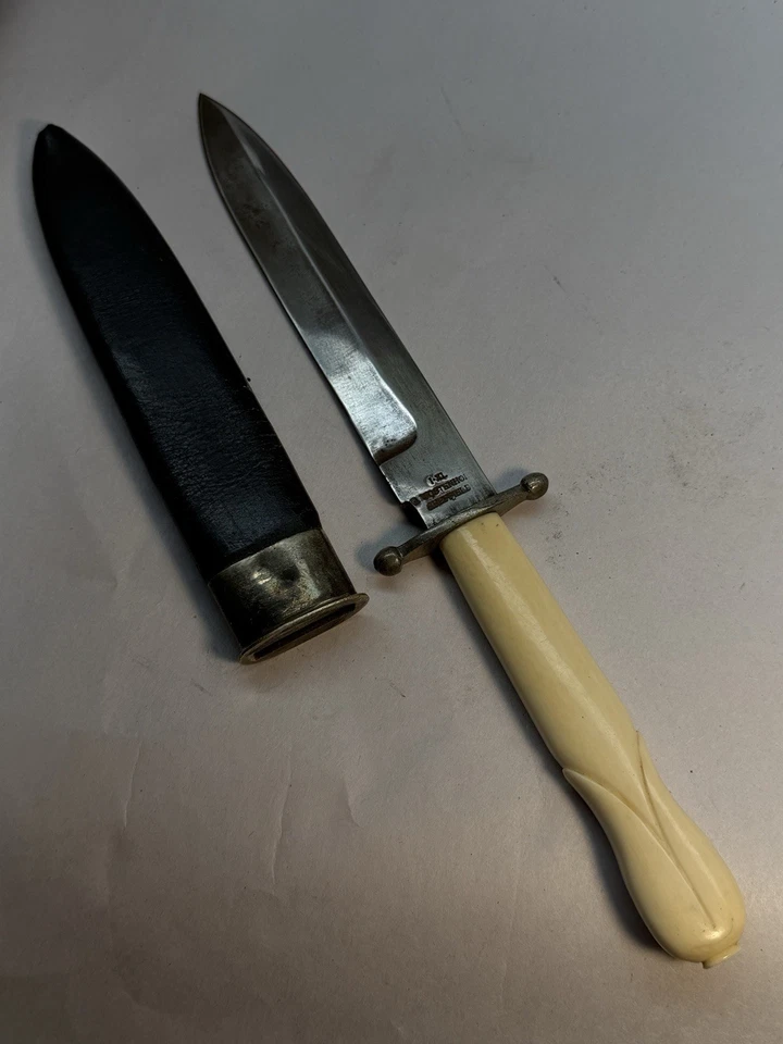 1800’s Sheffield Bowie-Style Hunting Knife with Carved Handle By G. Wostenholm - Image 1 of 4