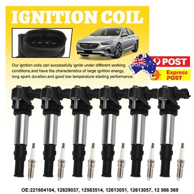 Ignition Coil Spark Plugs Set 6x For Holden Adventra VZ 3.6L - image 1 of 4
