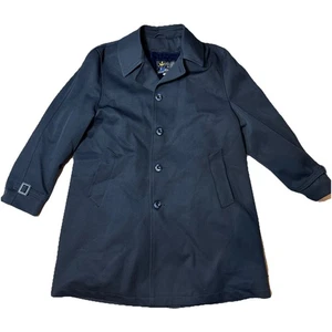 Men’s Size 46 Grais All Weather Long Coat Button Down Lined 39” Length Dark Blue - Picture 1 of 9