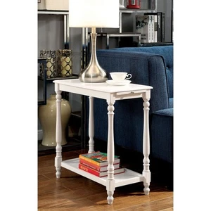 Modern Transitional White 1pc Side Table/Nightstand Hidden Tray Open Shelf Sofa - Picture 1 of 7