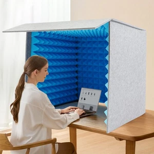 Desktop Soundproof Cover Portable Vocal Recording Booth Sound Absorbing Shield - Picture 1 of 24