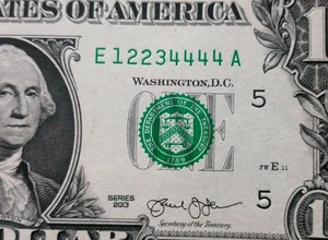 2013 Uncirculated FANCY Serial ONE Dollar LADDER 12234444 - Picture 1 of 3