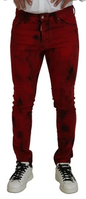 Dsquared ² Algodón Rojo Tie-Dye Estrechos Informal Hombre Vaqueros Auténtico - Imagen 1 de 4