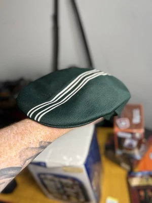 Vtg Kangol Hat Tropic 502 Club Stripe Small Made In Britain Cap Green White - Image 1 of 4