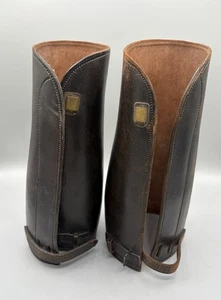 W.H. McMonies & Co. Portland antico mezzo chaps in pelle 12 1/2 - RARO - Foto 1 di 6