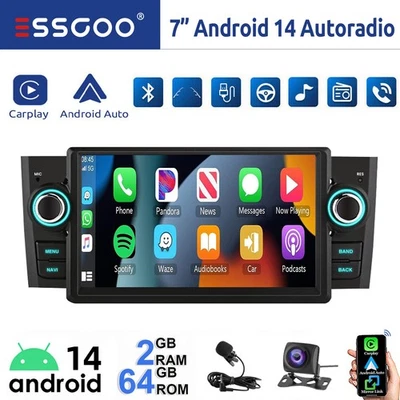 Android 14 Autoradio GPS Carplay WiFi +KAM Per Fiat Linea 2007-2012 Grande Punto - Immagine 1 di 4