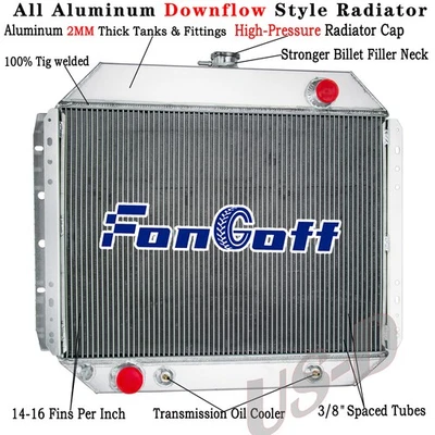 4 Row Aluminum Radiator Fit 66-79 Ford F100 F150 F250 1978-79 Bronco CC433 - Image 1 of 4