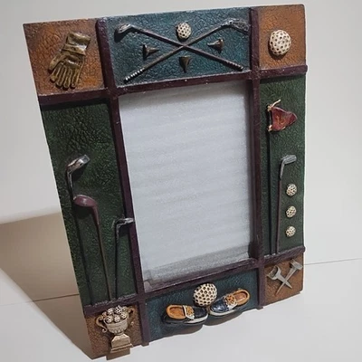  Golf,  Standing Picture Frame 4X6, Gloves, Balls, Clubs,  Tee, Resin - Image 1 of 3