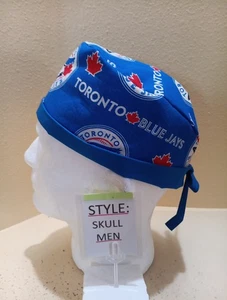 Toronto Blue Jays MLB Men's Skull/Chemo Surgical Scrub Hat/Cap Handmade - Picture 1 of 9