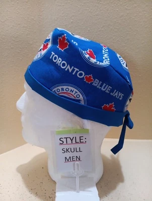 Toronto Blue Jays MLB Men's Skull/Chemo Surgical Scrub Hat/Cap Handmade - Image 1 of 4