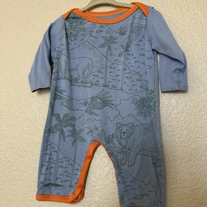 Ponti Patines Jungen Einteiler Body Dinosaurier 6-12 Monate blau orange Füße - Bild 1 von 8