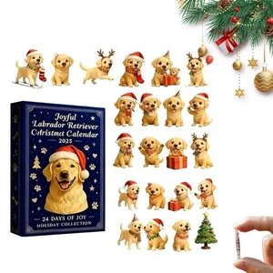 Labrador Christmas Advent Calendar 2025, 24 Days Countdown Set 2D Acrylic Decor| - Picture 1 of 12