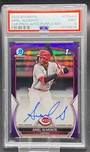 2023 CHROME PROS PURPLE REFRACTOR AUTO ARIEL ALMONTE REDS #ED 233/250 PSA 9 - Picture 1 of 2