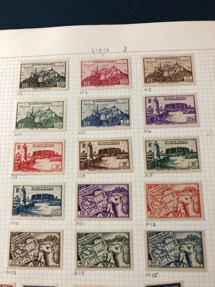 Fezzan Libya 1946, French Occupation,Complete Set, Scott # 1N1-1N15,VF MH* - Image 1 of 1
