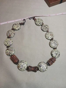 Collana stile giamaicano legno e polimero grandi perline gancio primitivo 18 pollici - Foto 1 di 7