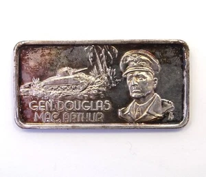 GENERAL DOUGLAS MACARTHUR 1974 Hamilton Mint 74P 1 OZ 999 Silver Bar Ingot #6937 - Picture 1 of 5
