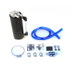 750ML ALUMINUM BILLET OIL RESERVOIR CATCH TANK CAN TURBO CHARGED NA BLACK - Picture 1 of 4