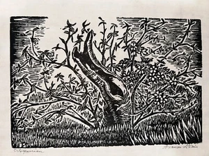 Frances Strain WPA Era Chicago Woman Artist Woodblock Octogenarian Expressionist - Picture 1 of 6