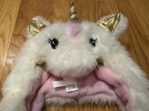 GIRLS UNICORN HAT/SCARF/MITTEN COMBO WHITE PLUSH SHIMMERING CUTE CLAIRE’ S - Picture 1 of 6