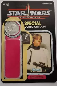 VINTAGE LUKE STORMTROOPER CARD  KIT POWER OF THE FORCE LAST 17 REPRO COIN - Picture 1 of 2