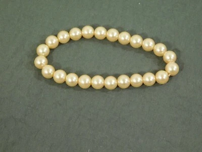 Pulsera de perlas amarillas, brazalete elástico, perla amarilla sintética, pulido, 24 perlas Foto 1 de 4