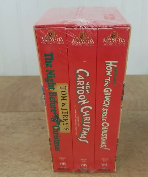 1991 MGM UA 3 VHS Christmas Collection Tom & Jerry, The Grinch Cartoon Xmas NEW - Image 1 of 1