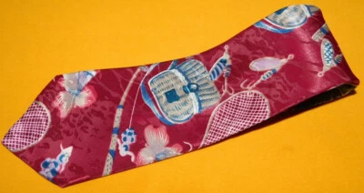 OLEG CASSINI RED/WHITE/BLUE FISHING THEME ALL POLYESTER TIE - DESIGNER TIES. - Image 1 of 3