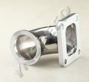 US SHIP 90 Degree Exhaust Downpipe 2.5" ID V-Band to T4 Turbo Flange Adapter - Picture 1 of 8