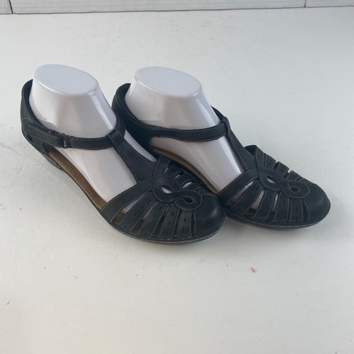 Sandali donna Clarks neri in pelle taglia 9M made in Vietnam comodi casual