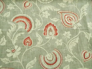 RICHLOOM MAURITIUS CORAL GRAY FLORAL COTTON UPHOLSTERY FABRIC $9.99/YD BTY 126FS - Picture 1 of 5