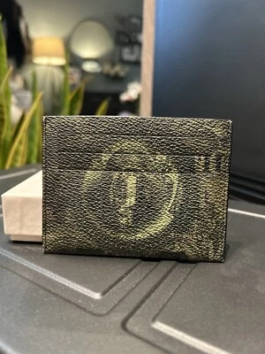 Estuche para tarjetas Givenchy verde 100 % cuero con estampado de dinero para hombre Foto 1 de 4