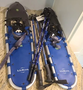 LL Bean Tubbs White Mountain 36" raquettes et 2 jeux bâtons télescopiques 145 cm - Photo 1 sur 23