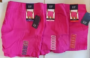 New GAP Women's Fuchsia Linen Blend 4 Pocket Elastic Waist 4" Shorts XS, S, XXL - Picture 1 of 25