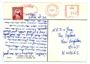 1976 GB Lundy postcard with 7½ puffin stamp sent via Ilfracombe to North Wales - Picture 1 of 2
