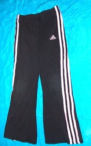 ADIDAS UNISEX PANTS SIZE 6 BLACK AND WHITE STRIPES COTTON BLEND - Picture 1 of 2