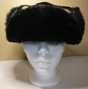 Vintage schwarz Original Trooper Mütze DACRON INNENGEFÜTTERT Expanded Vinyl MEDIUM Klappen - Bild 1 von 16