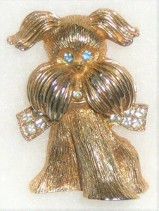 Prissy little dog with green eyes fashion brooch - Bild 1 von 2