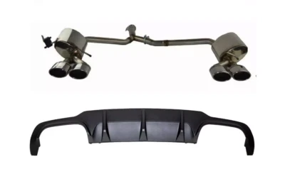 Edelstahl Sportauspuff + Heckdiffusor für Mercedes W204 Facelift AMG-Line 2011- - Bild 1 von 4