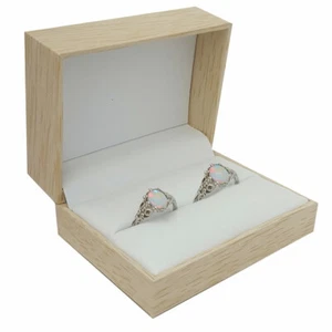 Lots of 12 Premium Burlap and Wood Jewelry Dual Ring Jewelry Gift Boxes - Picture 1 of 4