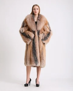 Fox Fur Jacket, frozen highway, Women's Long Winter highway Frost wrap Coat - Picture 1 of 13