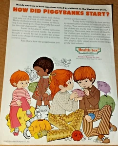 1970 anuncio impreso - Health-Tex niños LINDO niño niña obras de arte - ¿cómo empiezan las alcancías? - Imagen 1 de 2